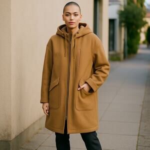 Madewell NWT Wool and Cashmere Tan Hooded Coat